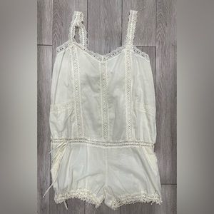 Charo Ruiz Ibiza woman white Jumpsuit Romper cotton crocheted lace trim size M
